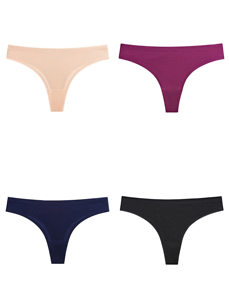 4-Pack Invisible Ice Silk Sexy G-Strings Panties