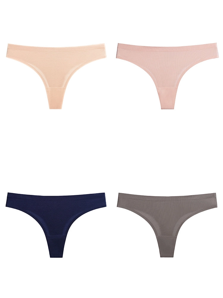 4-Pack Invisible Ice Silk Sexy G-Strings Panties