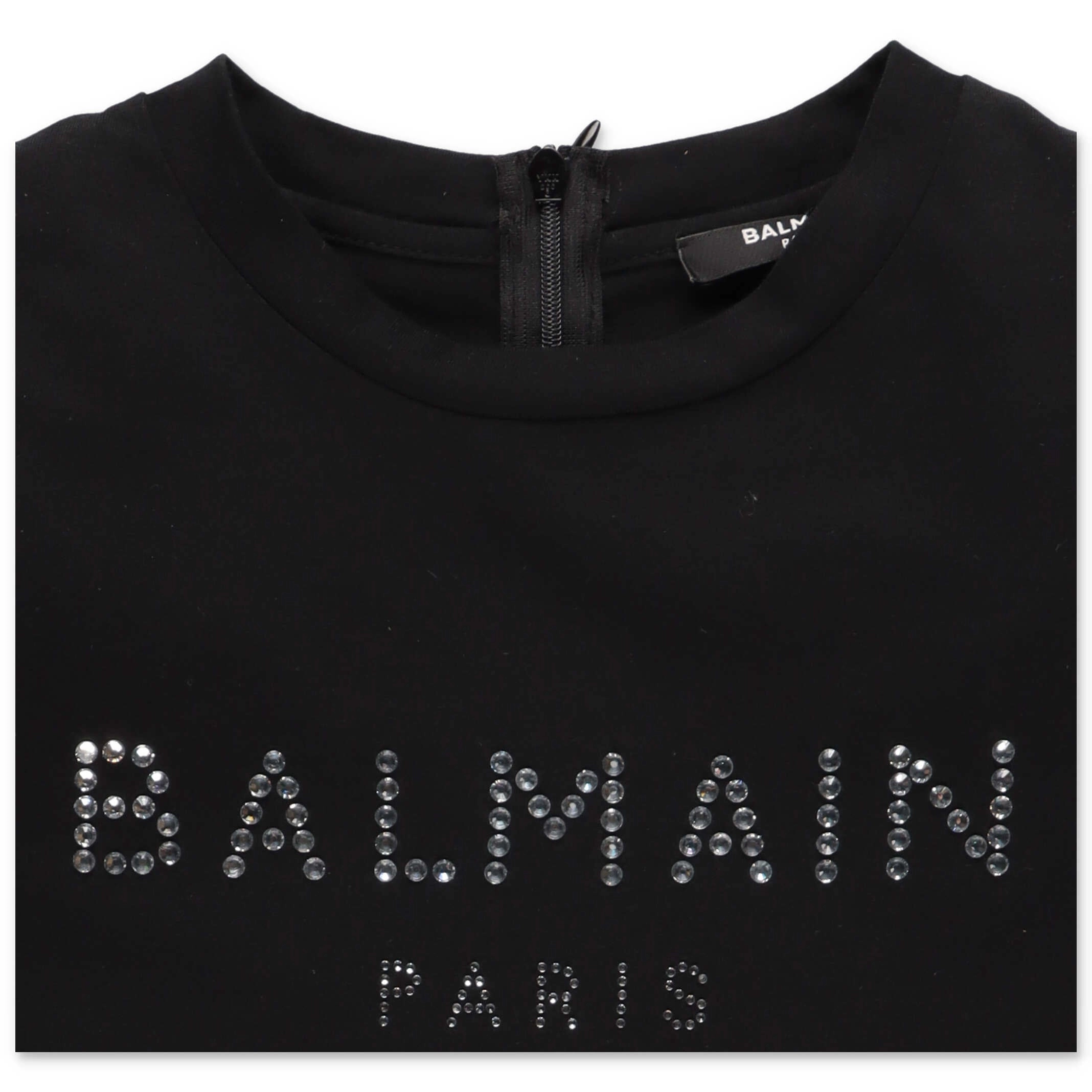 Balmain Kids Crystal Embellished Logo T-Shirt Dress