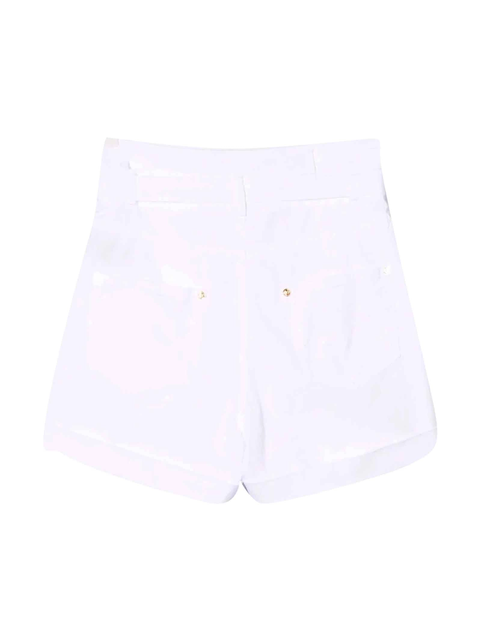 Balmain Kids Logo Buckle Belted Denim Shorts