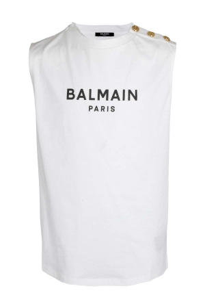 Balmain Kids Logo Printed Sleeveless Top