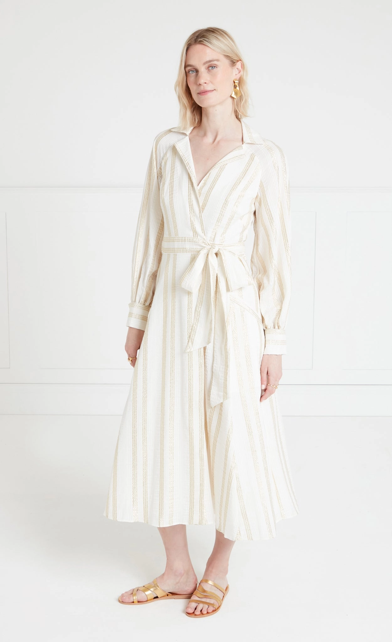 Benoto Wrap Dress - Cream/Gold