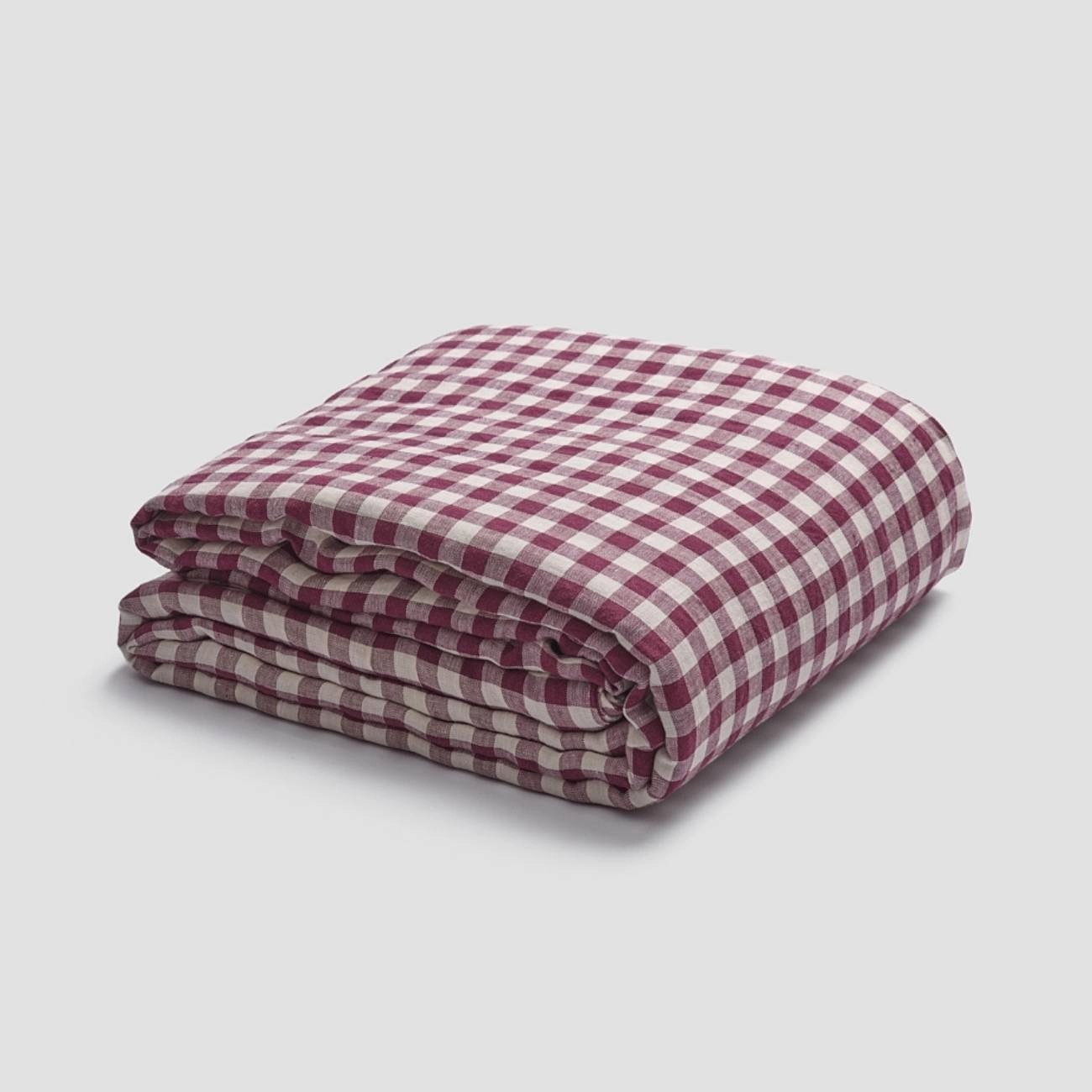 Berry Gingham 100% Linen Duvet Cover