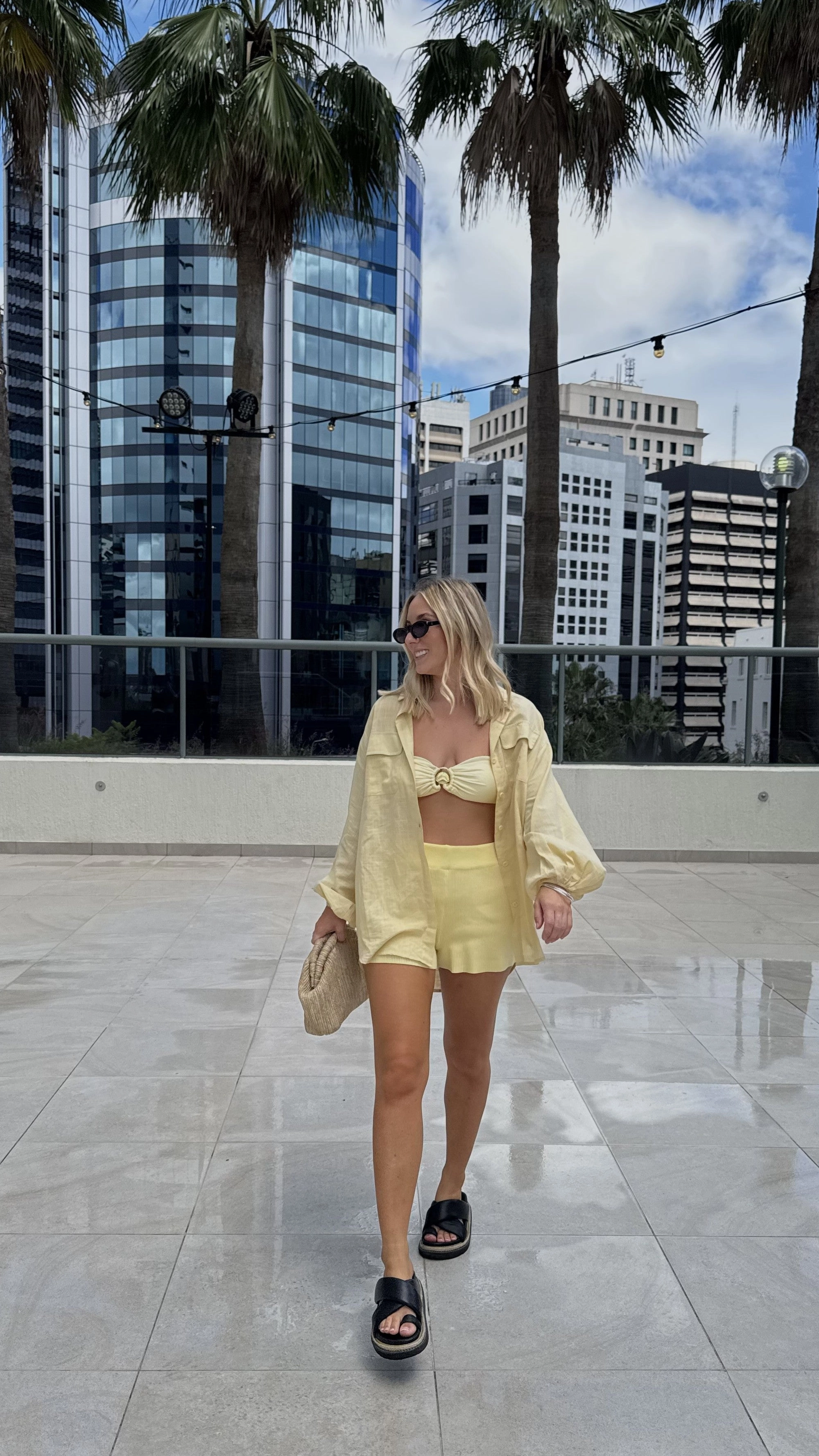 Bianca Knit Ribbed Shorts - Lemon