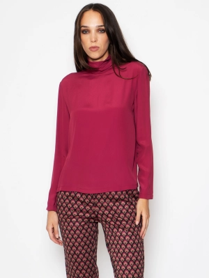 Blouse with Purple High Neck
