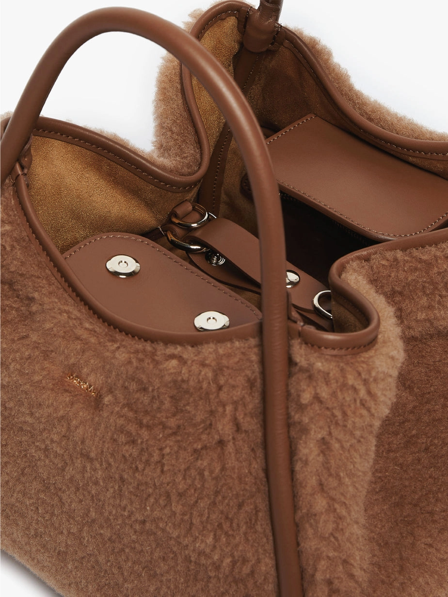 Camel Teddy Fabric Handbag