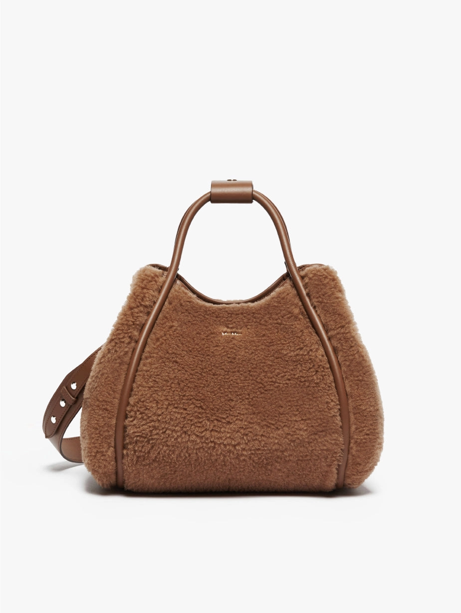 Camel Teddy Fabric Handbag
