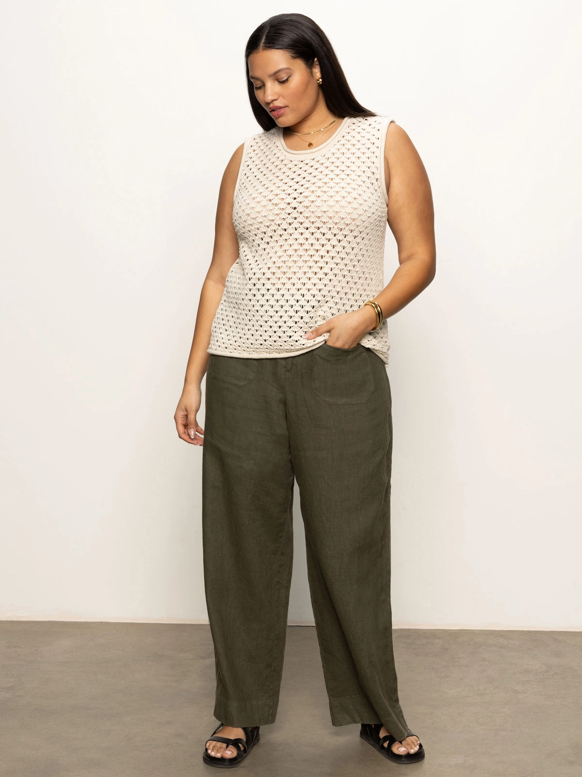 Crochet Shell Sweater Eco Natural Extended Sizing
