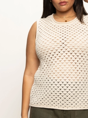 Crochet Shell Sweater Eco Natural Extended Sizing