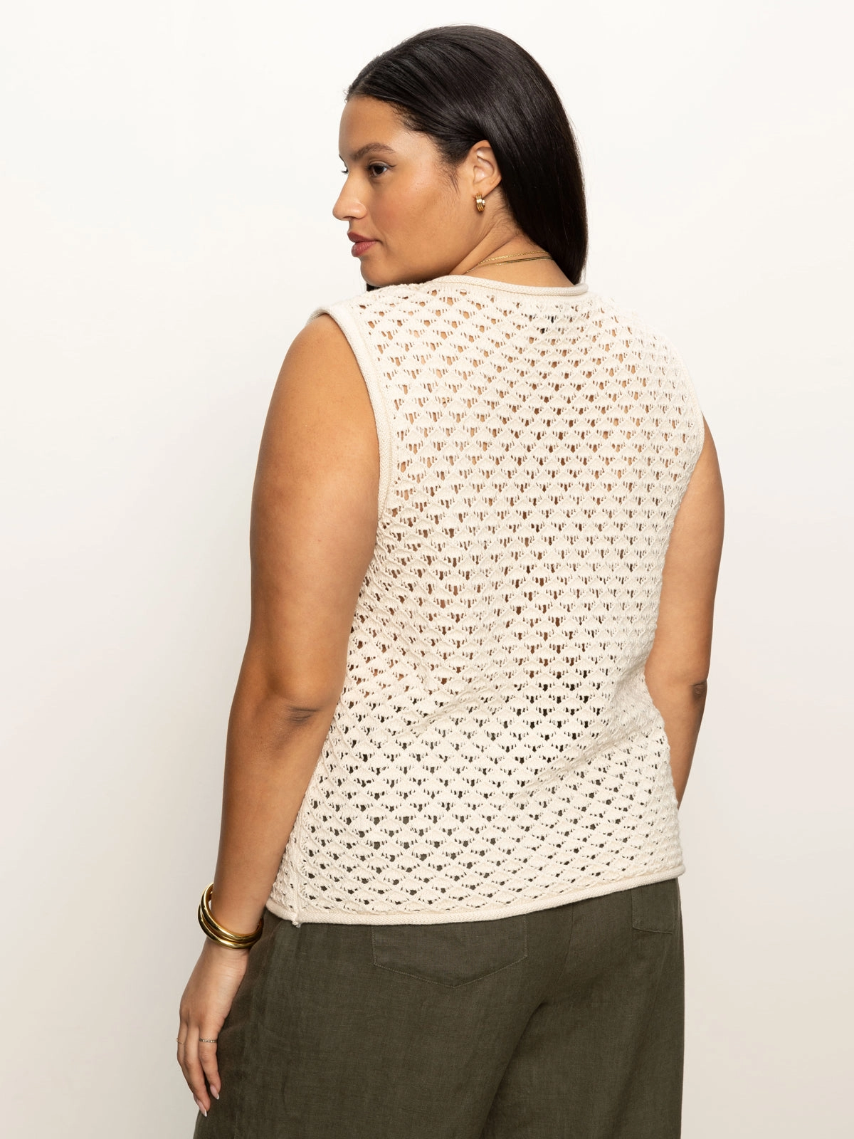 Crochet Shell Sweater Eco Natural Extended Sizing