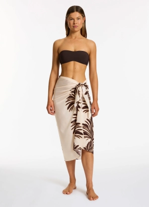 Dahlia Palm Sarong  - Cream