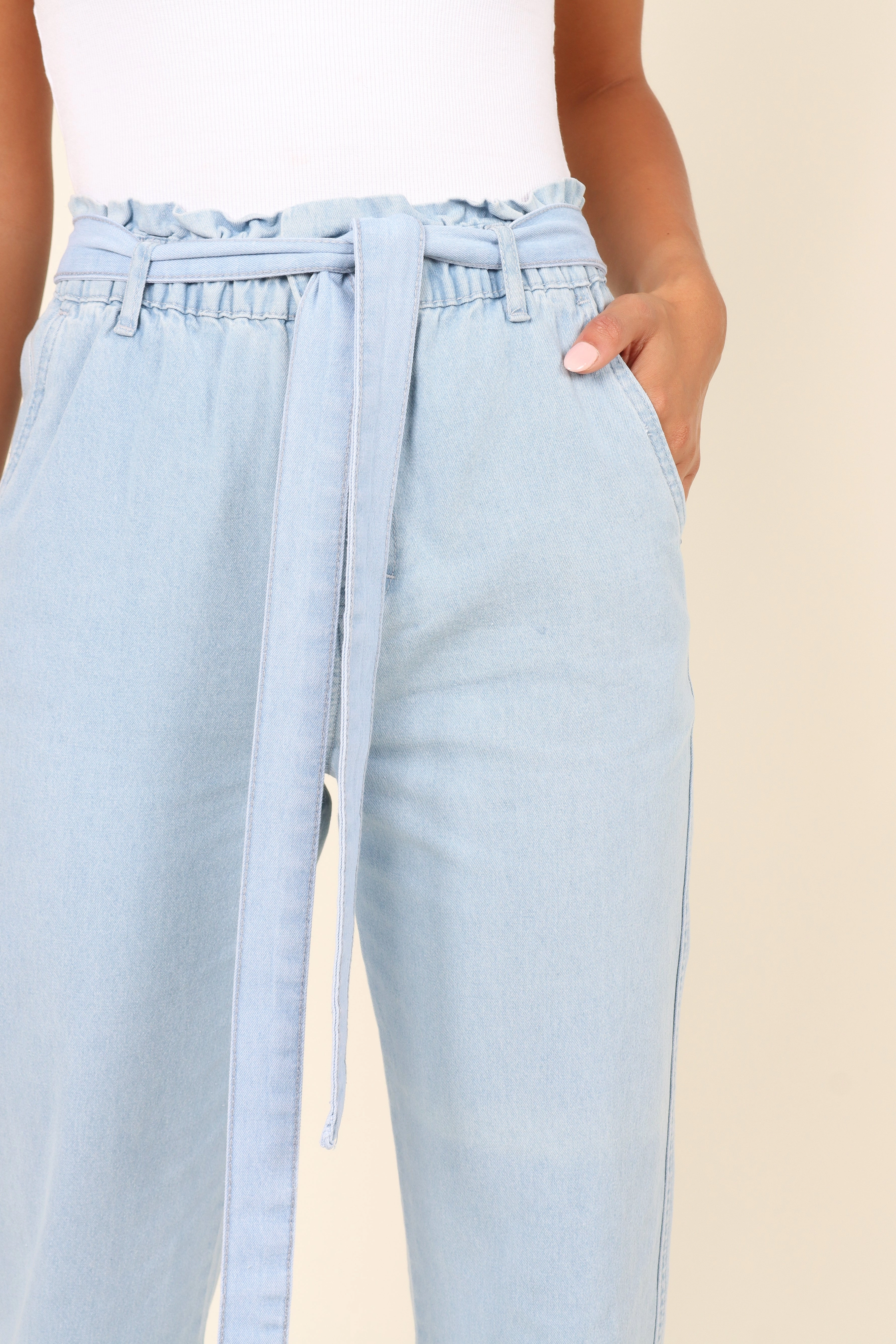 Dexter Paperbag Waist Jean - Light Blue Wash