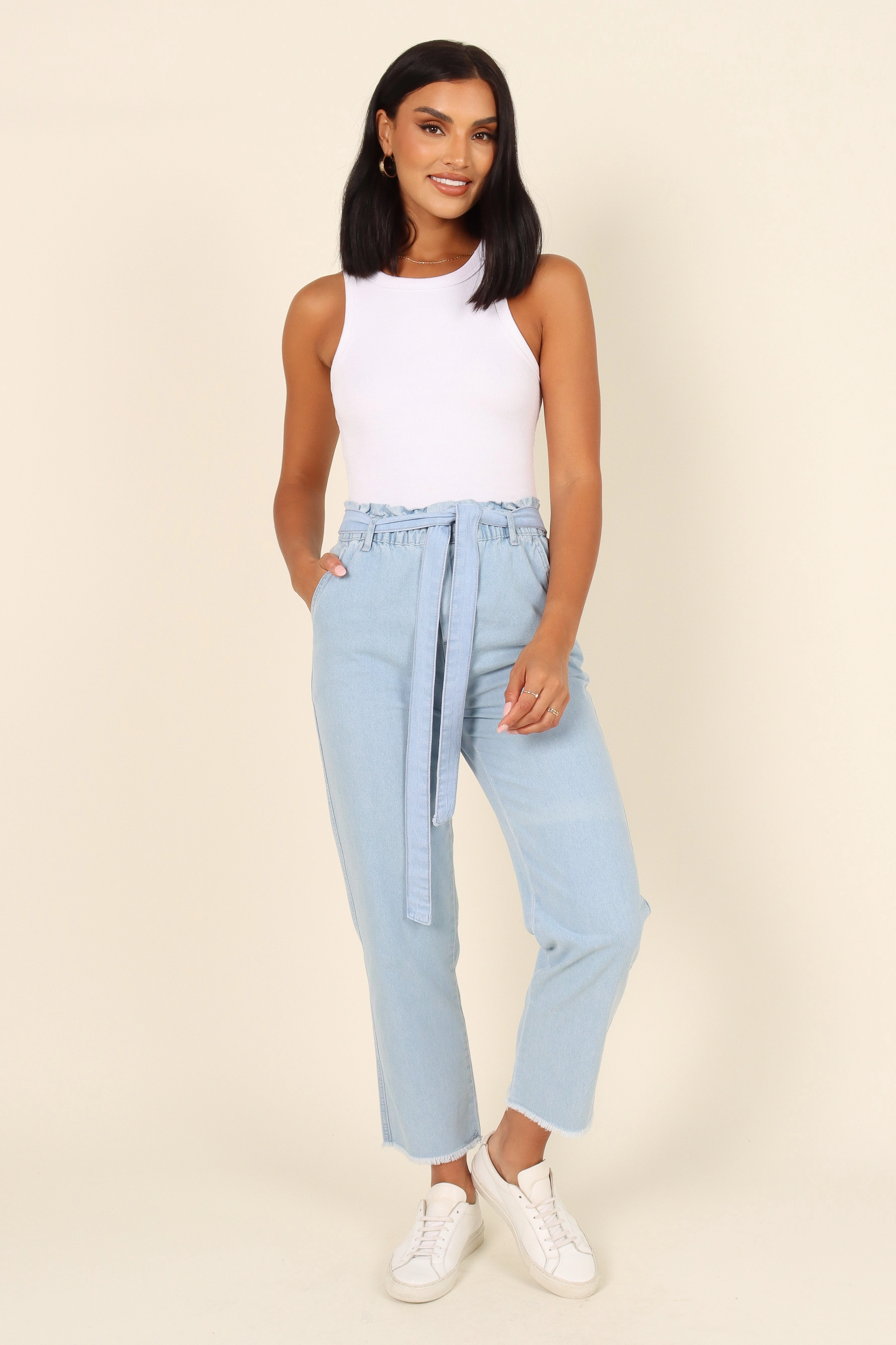 Dexter Paperbag Waist Jean - Light Blue Wash