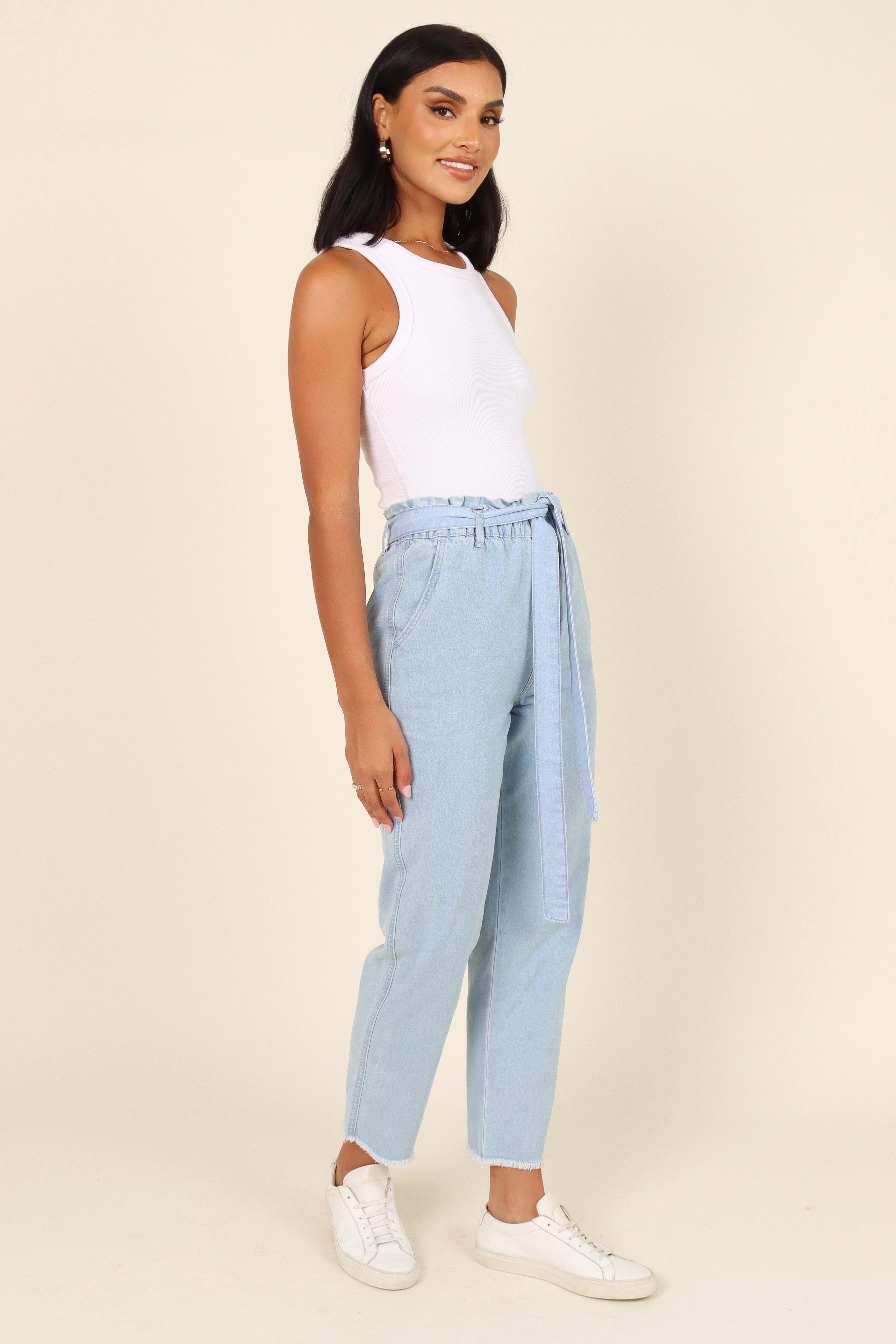 Dexter Paperbag Waist Jean - Light Blue Wash