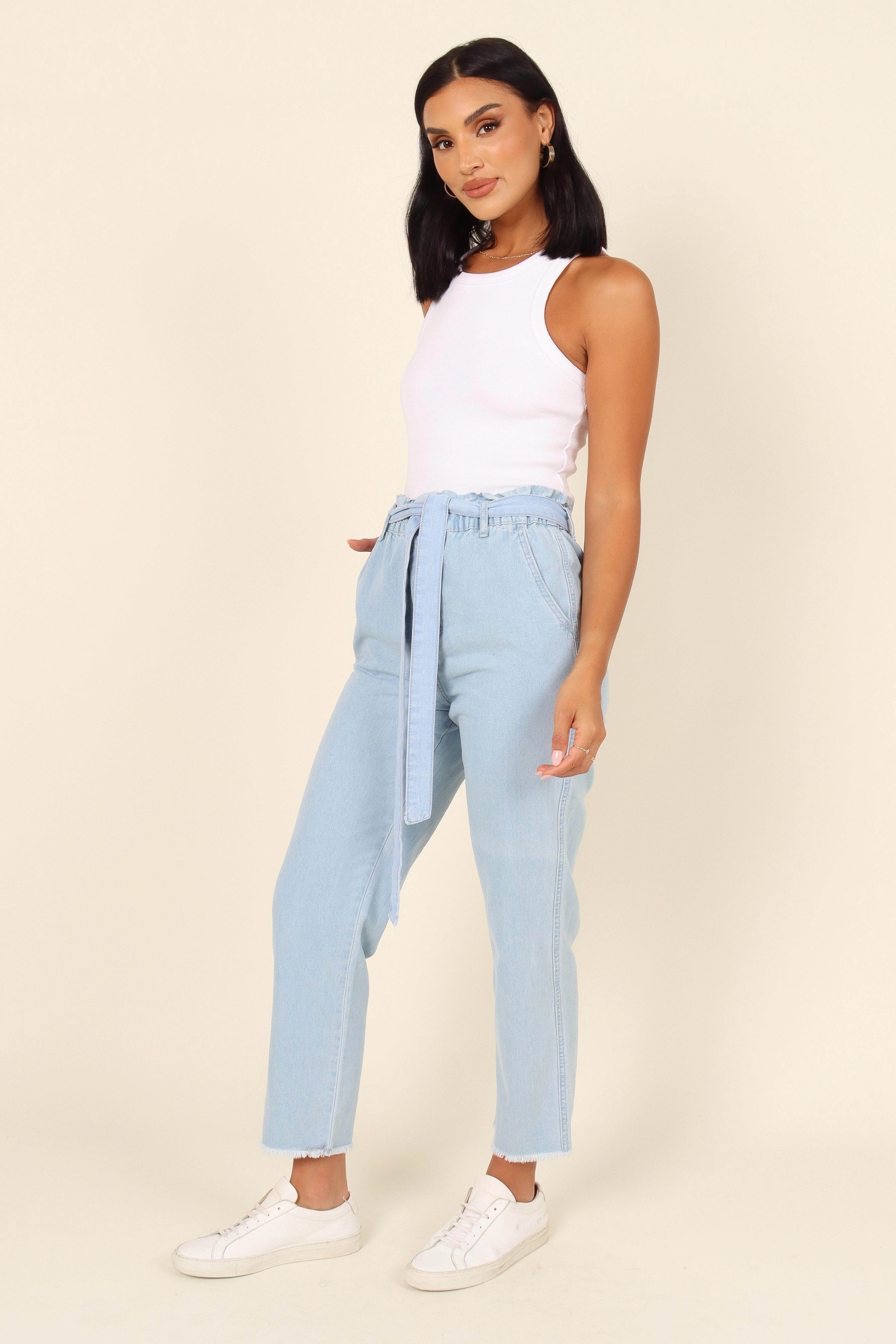 Dexter Paperbag Waist Jean - Light Blue Wash
