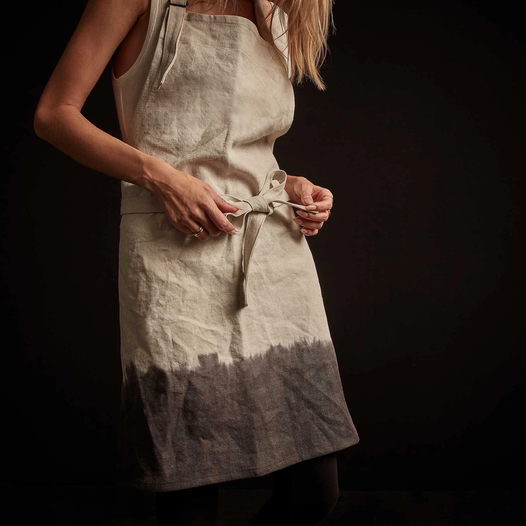 Dip Dye Full Chefs Apron - Natural/Mid Grey