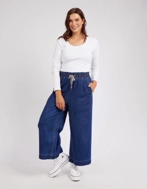 Elm Greta Wide Leg Pant Dark Blue