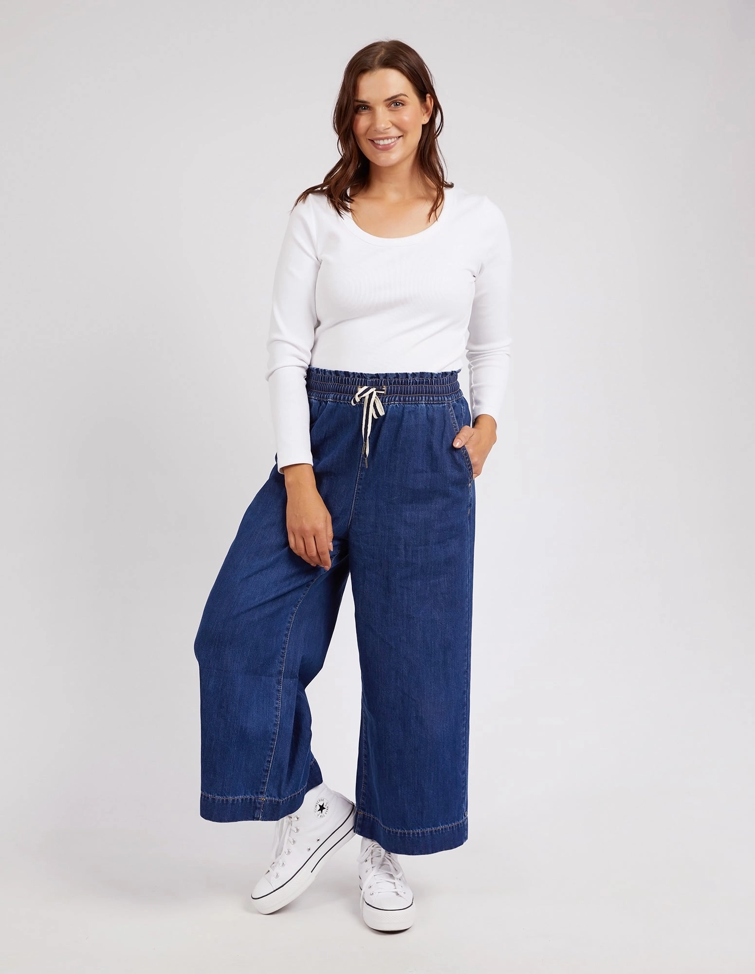Elm Greta Wide Leg Pant Dark Blue