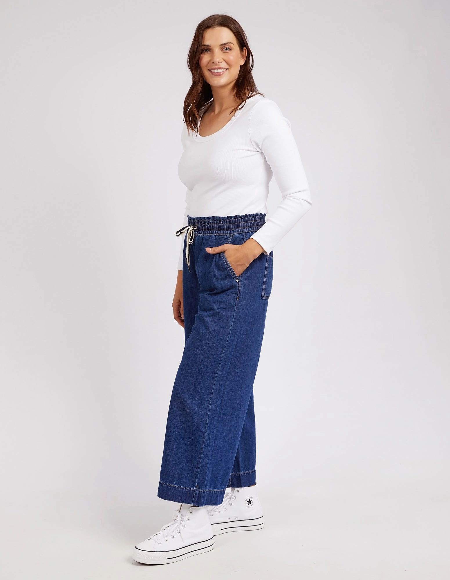 Elm Greta Wide Leg Pant Dark Blue