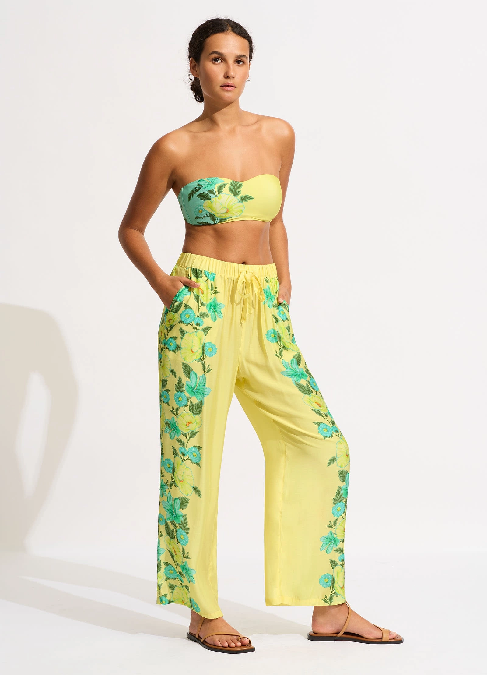 Garden Party Wide Leg Pant - Lime Light