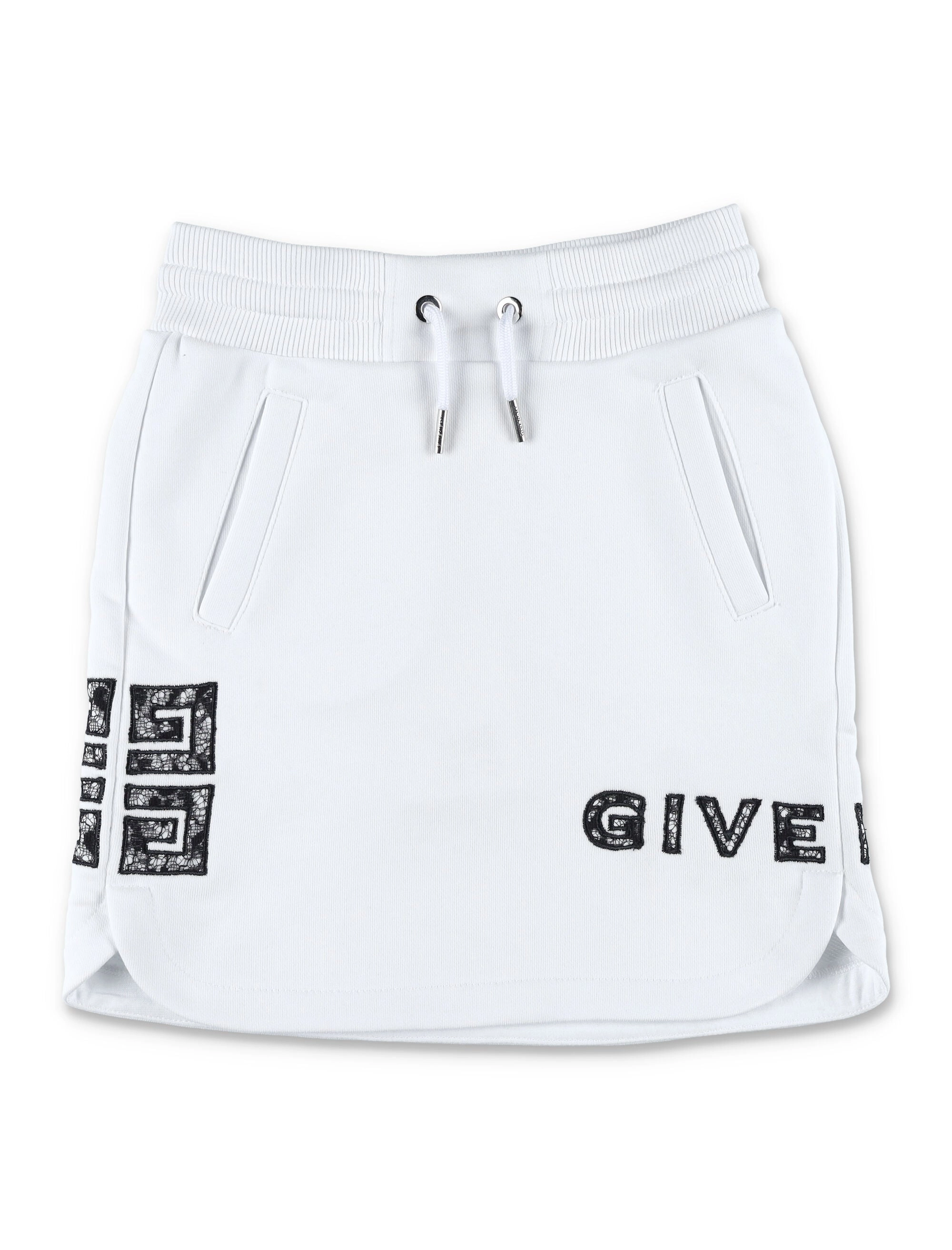 Givenchy Kids Lace Logo Embroidered Drawstring Skirt