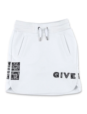 Givenchy Kids Lace Logo Embroidered Drawstring Skirt