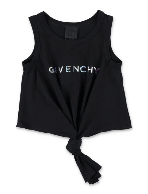 Givenchy Kids Logo Printed Knotted Crewneck Tank Top