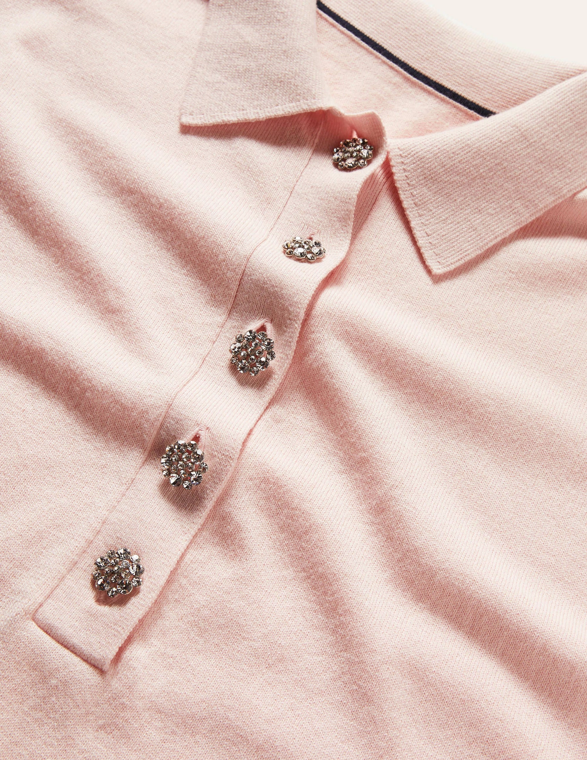 Jewelled Button Rugby Jumper-Milkshake