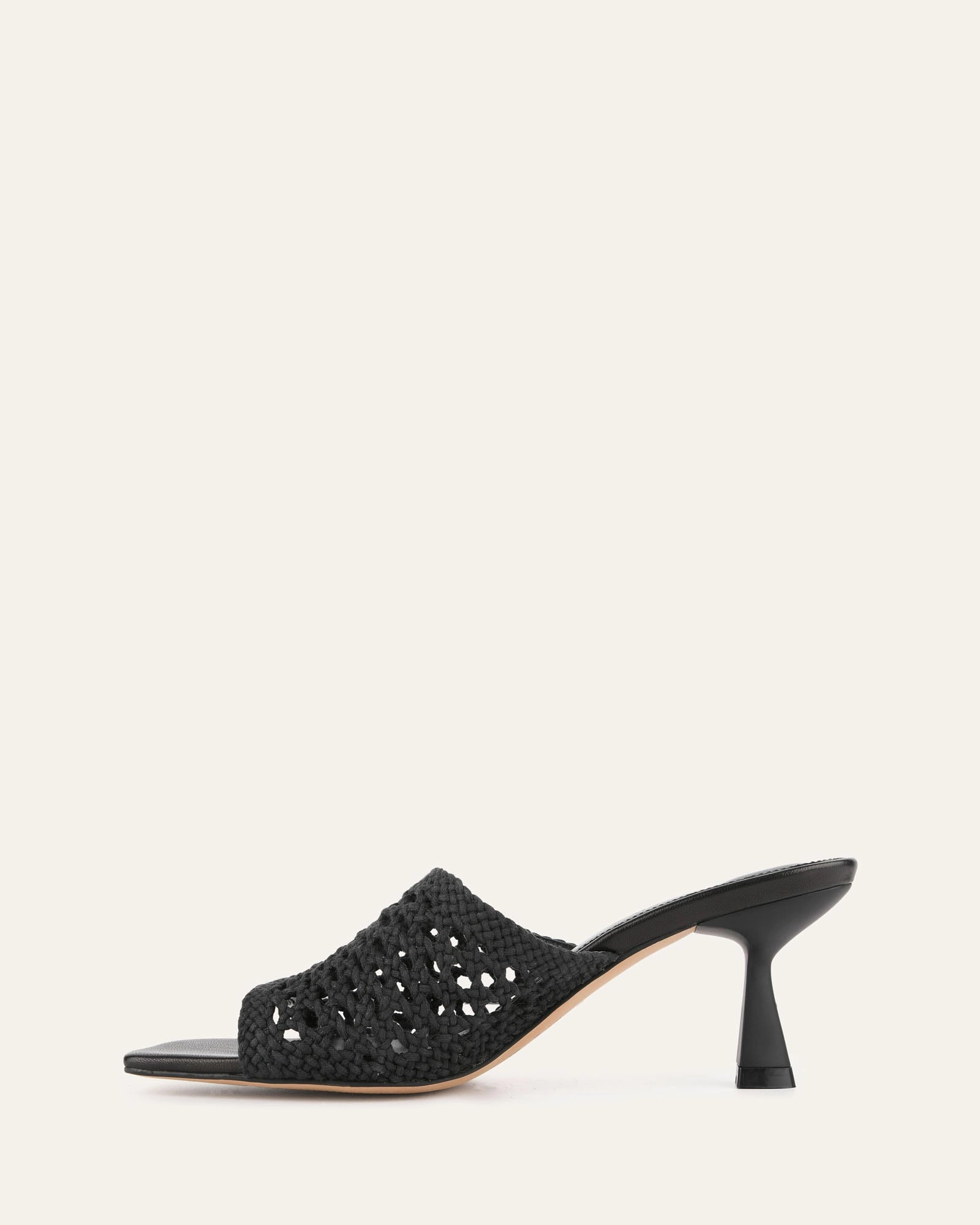 JORDYN MID HEEL SANDALS BLACK TEXTILE
