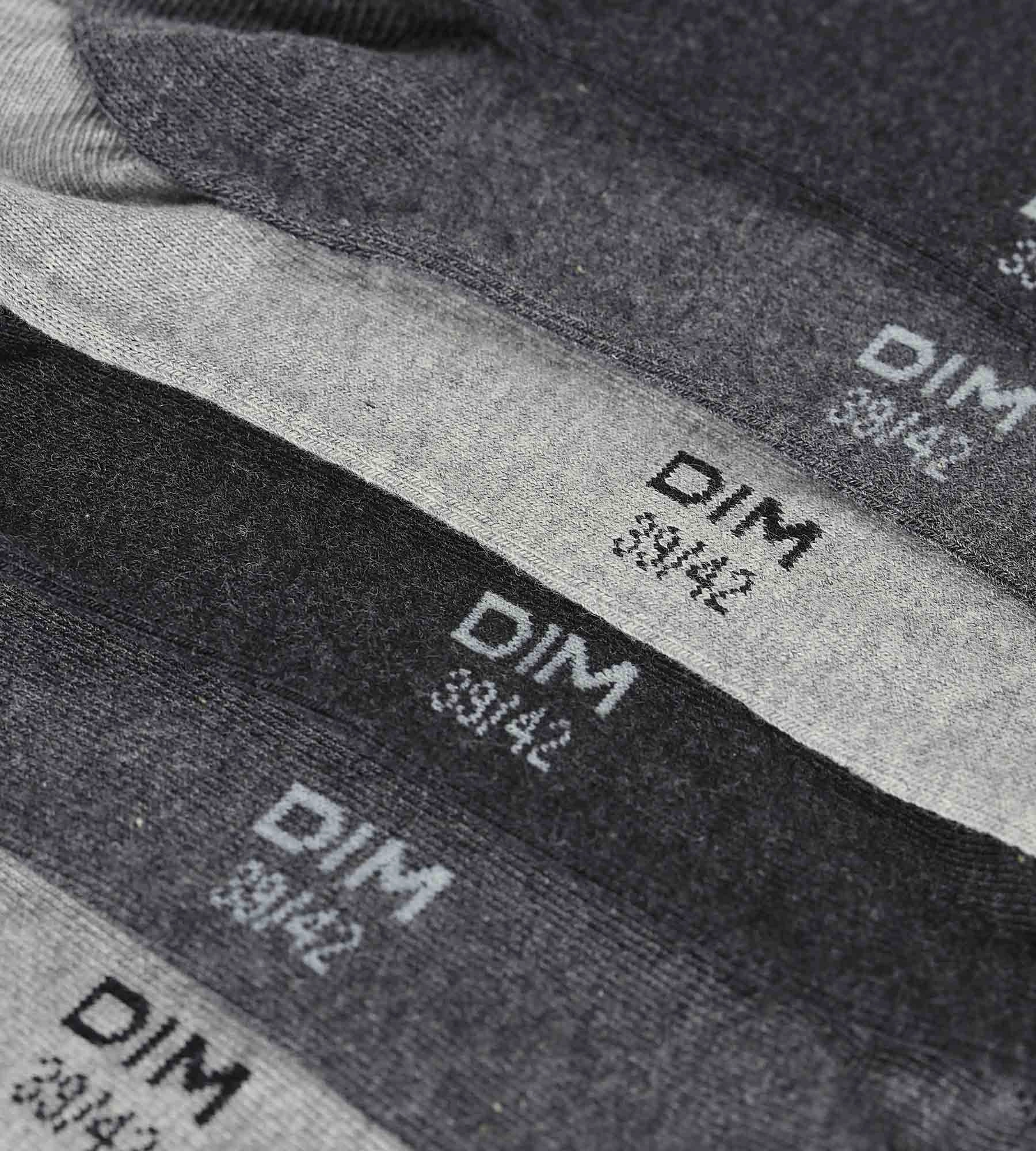 Lot de 3 paires de chaussettes courtes femme Gris Anthracite Dim Coton