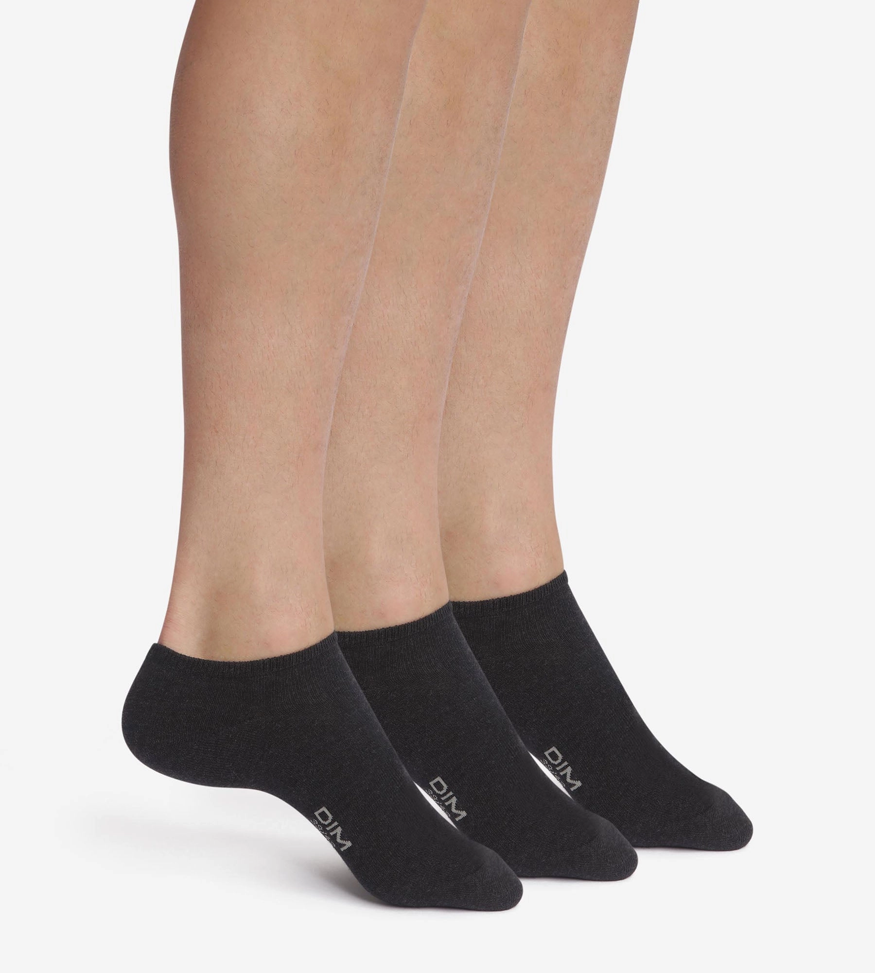 Lot de 3 paires de chaussettes courtes homme Noir Dim Coton