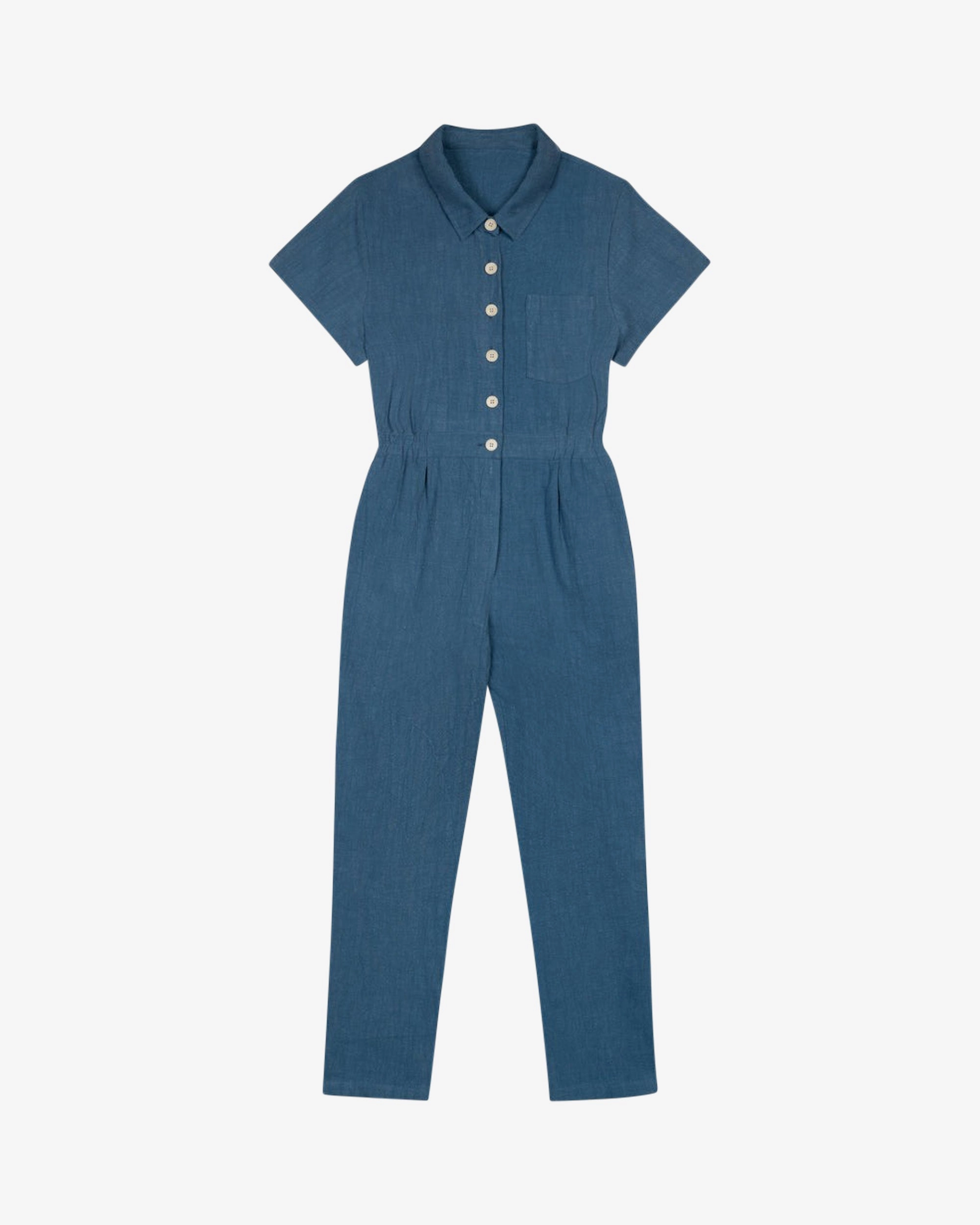 Lowie Cotton Linen Washed Blue Boilersuit