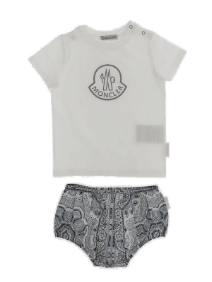 Moncler Enfant Logo Printed Bloomers Set