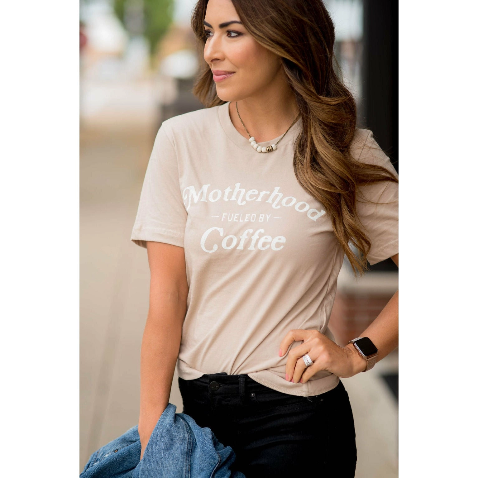 Motherhood Fueled By Coffee Graphic Tee