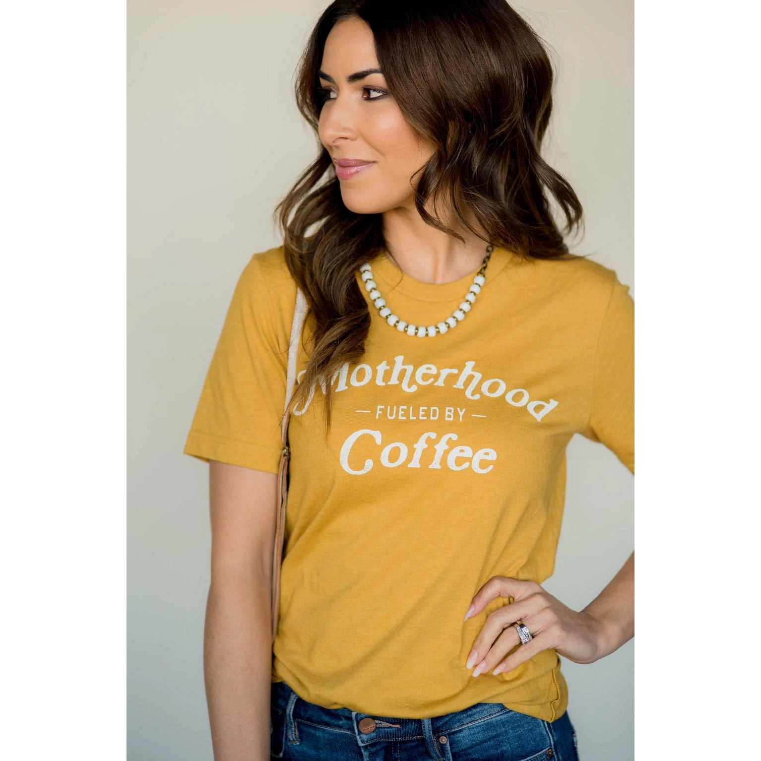 Motherhood Fueled By Coffee Graphic Tee