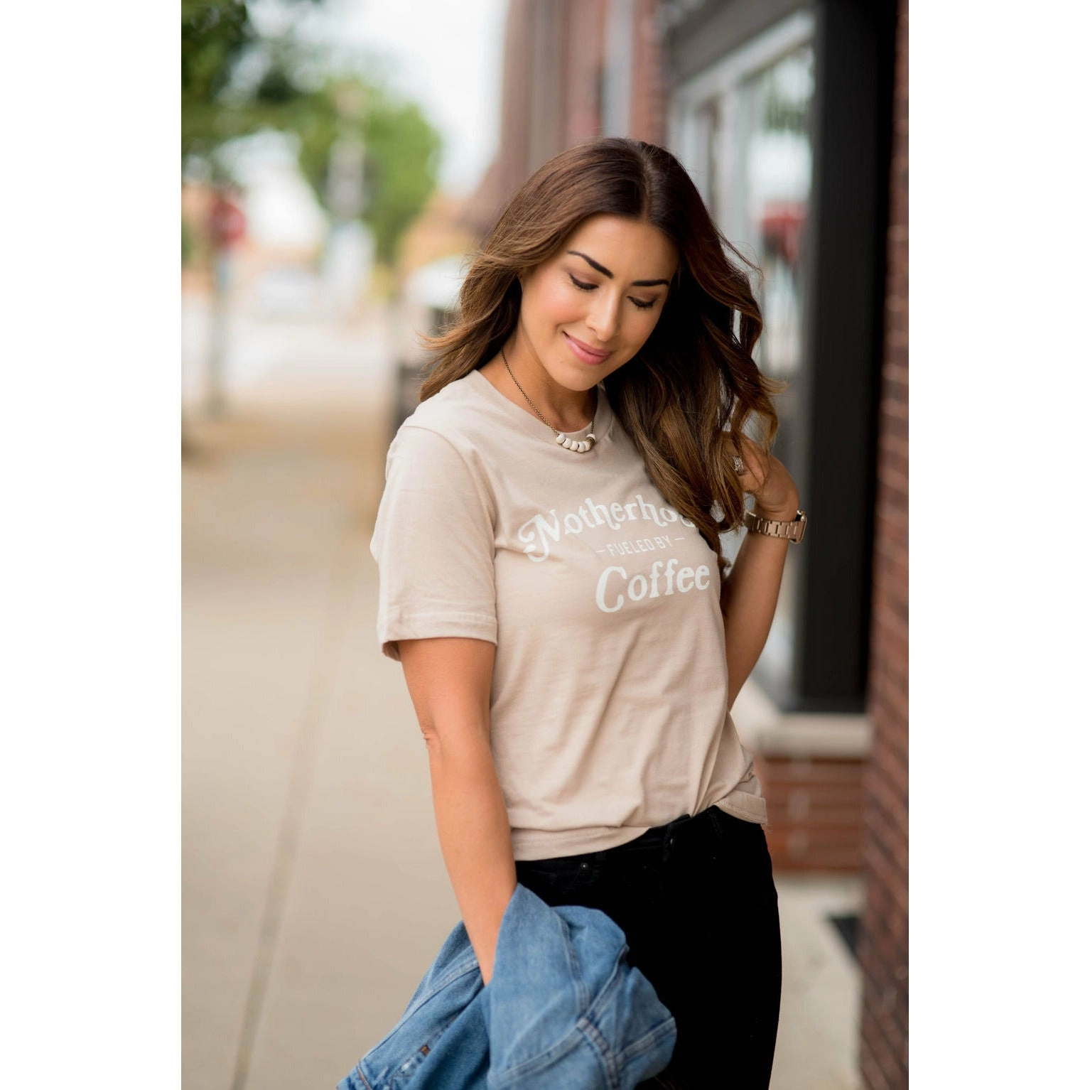 Motherhood Fueled By Coffee Graphic Tee