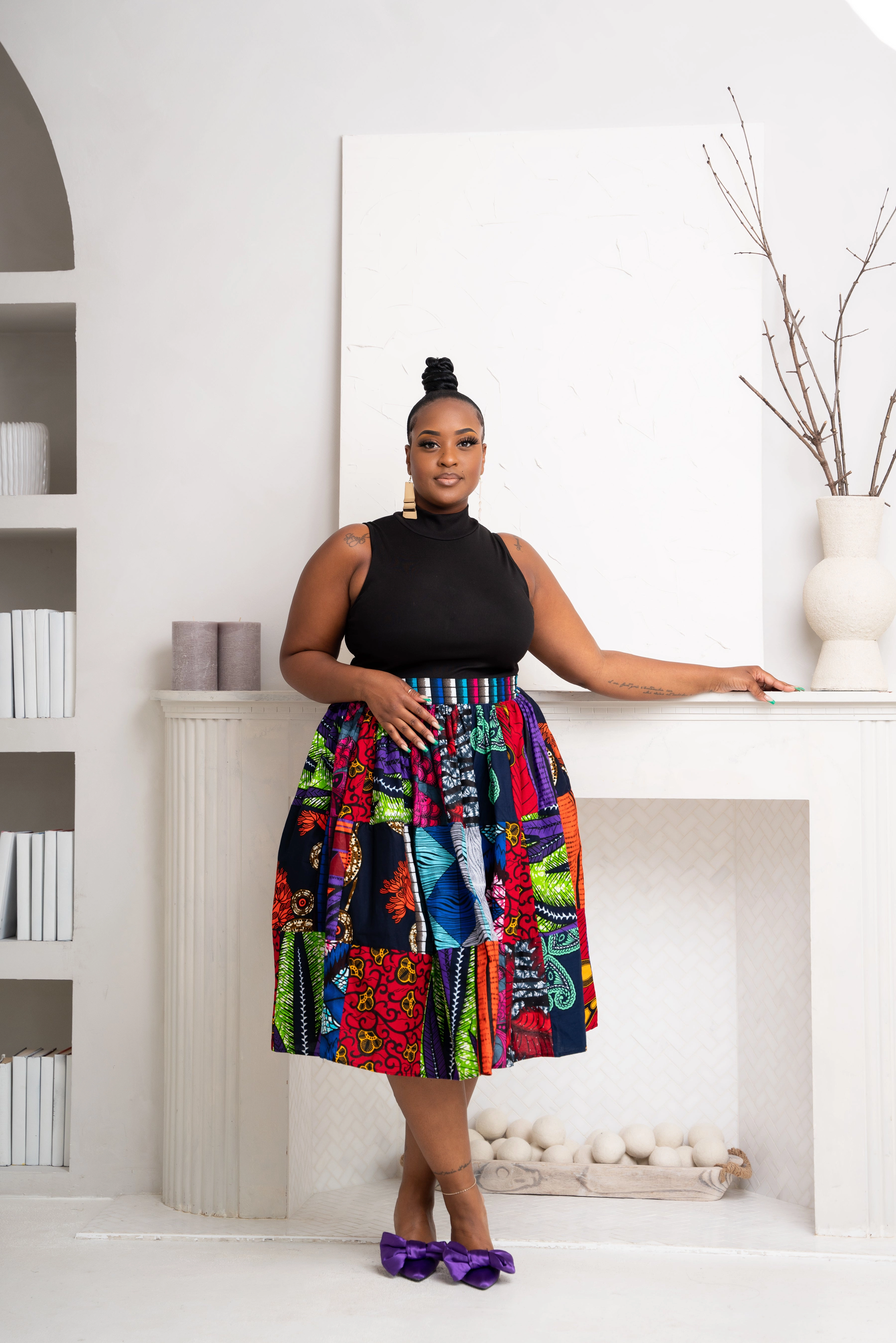 NANA PATCHWORK Midi Skirt
