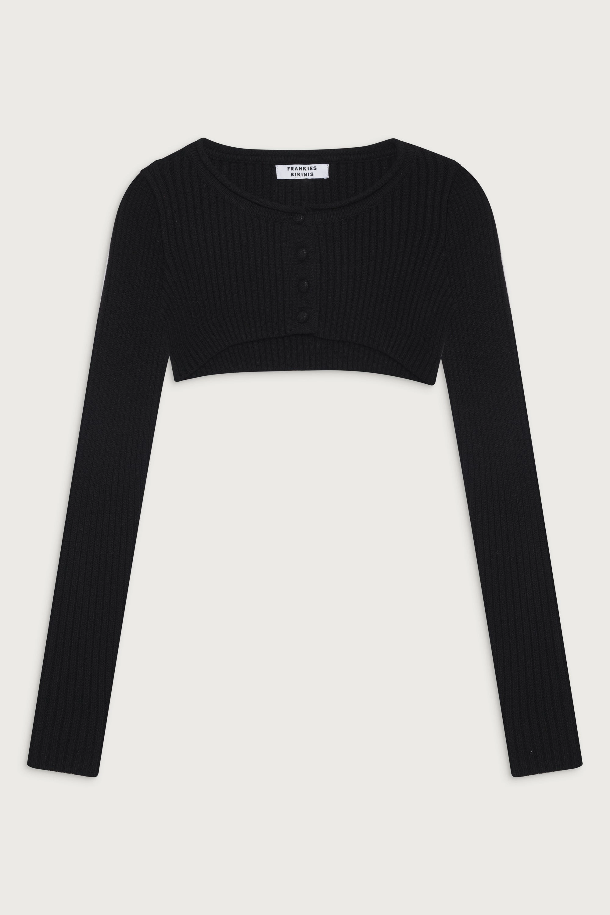 Nila Ribbed Cloud Knit Shrug - Black
