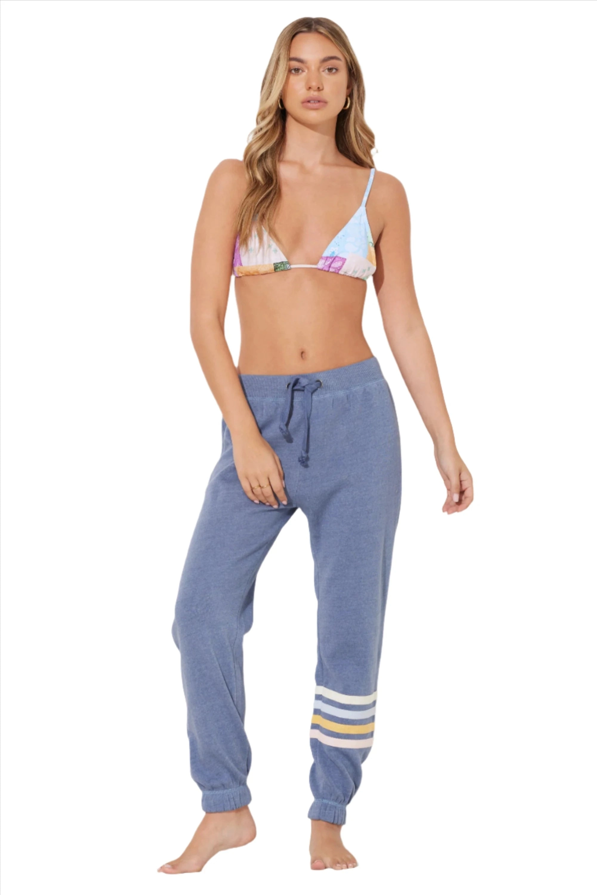 Ocean Drive Fleece Summer Stripes Jogger OD12032 Mountain Blue