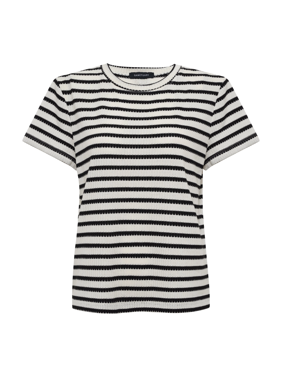 Perfect Textured Tee Macrame Black Stripe Extended Sizing