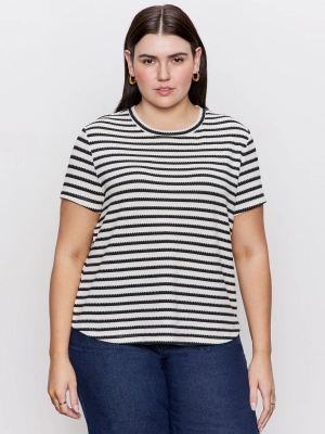 Perfect Textured Tee Macrame Black Stripe Extended Sizing