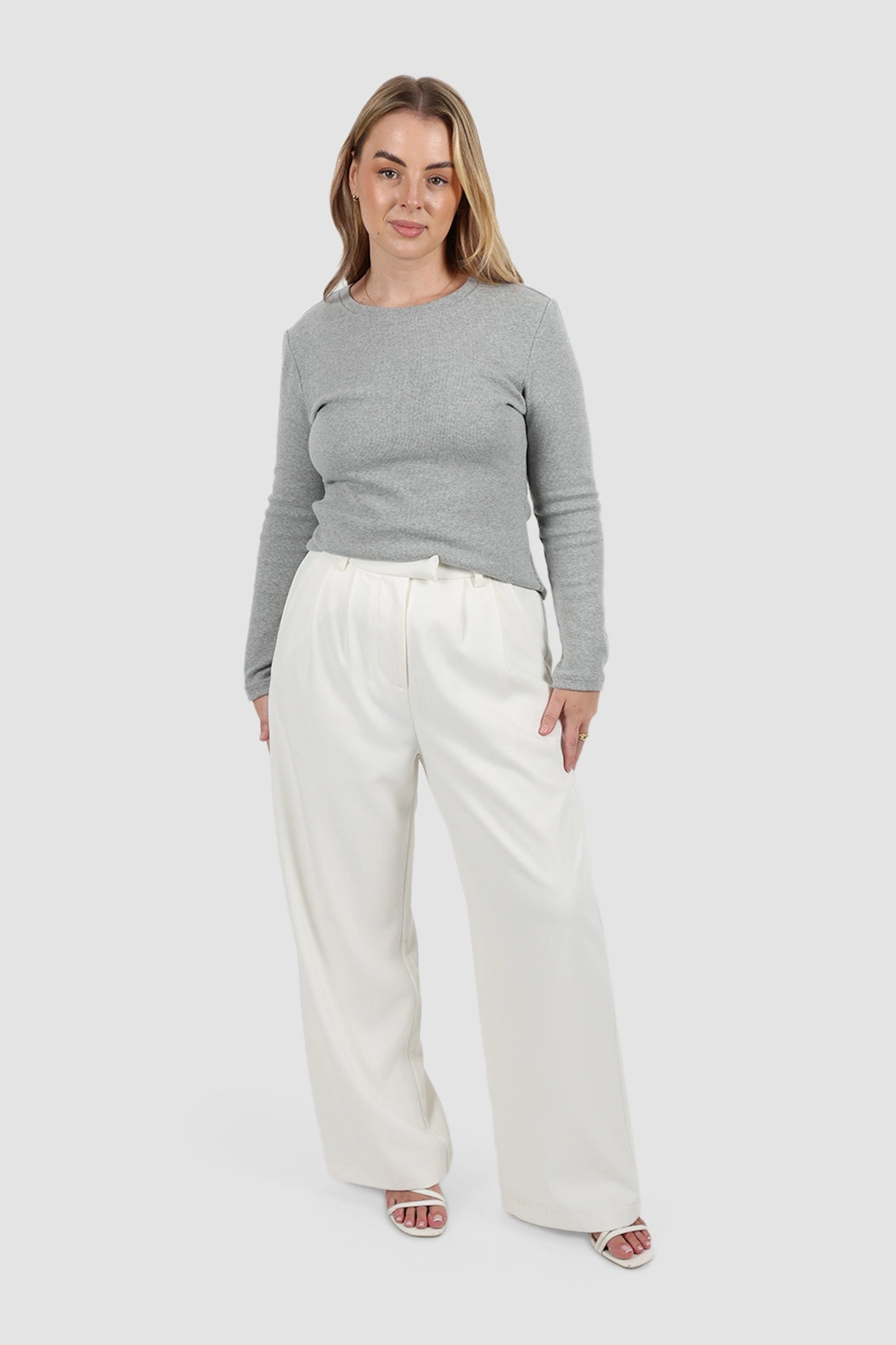 PORTLAND L/S RIB TEE GREY MARLE
