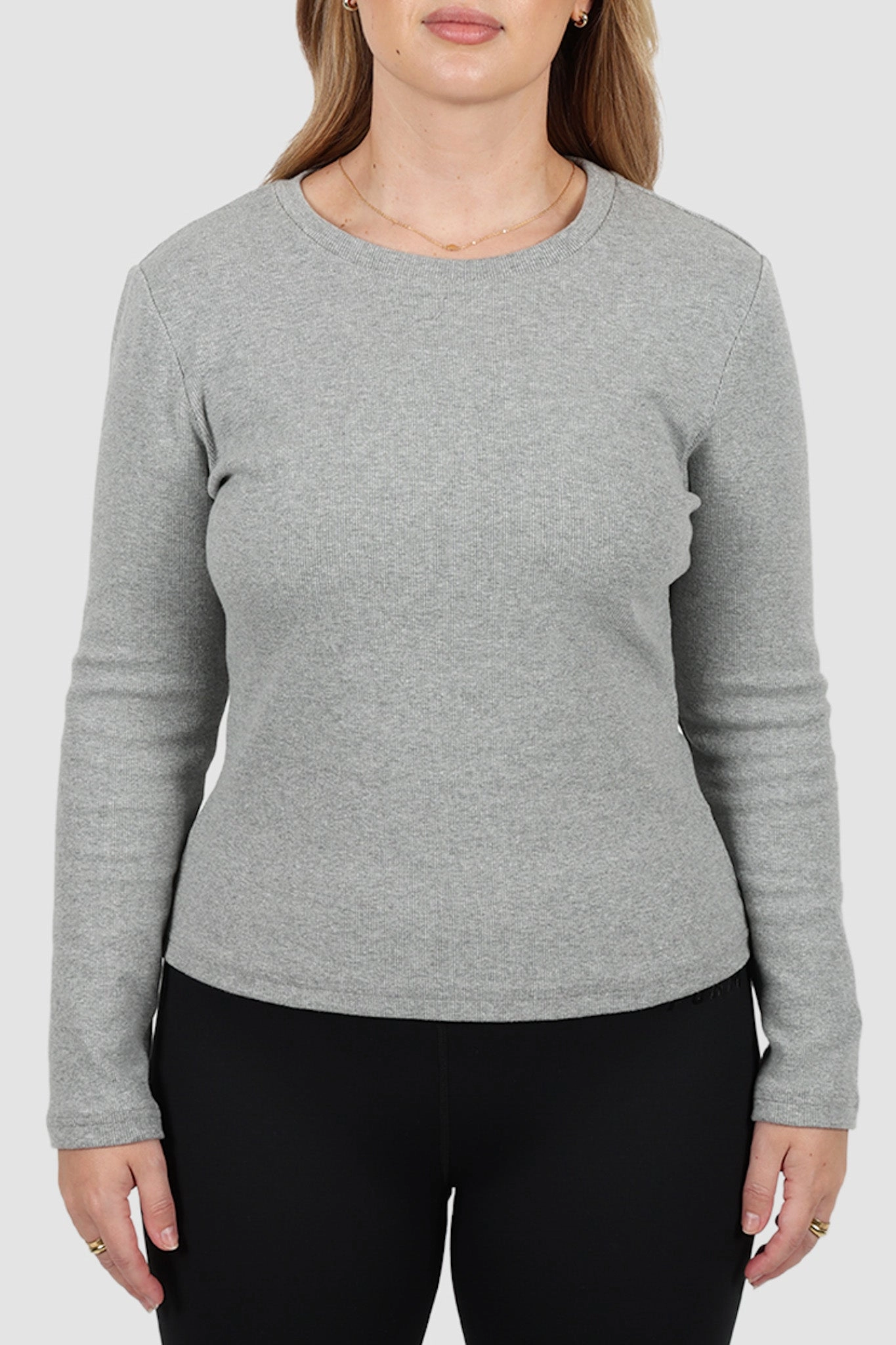 PORTLAND L/S RIB TEE GREY MARLE