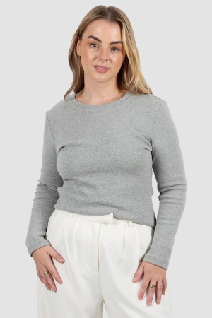 PORTLAND L/S RIB TEE GREY MARLE
