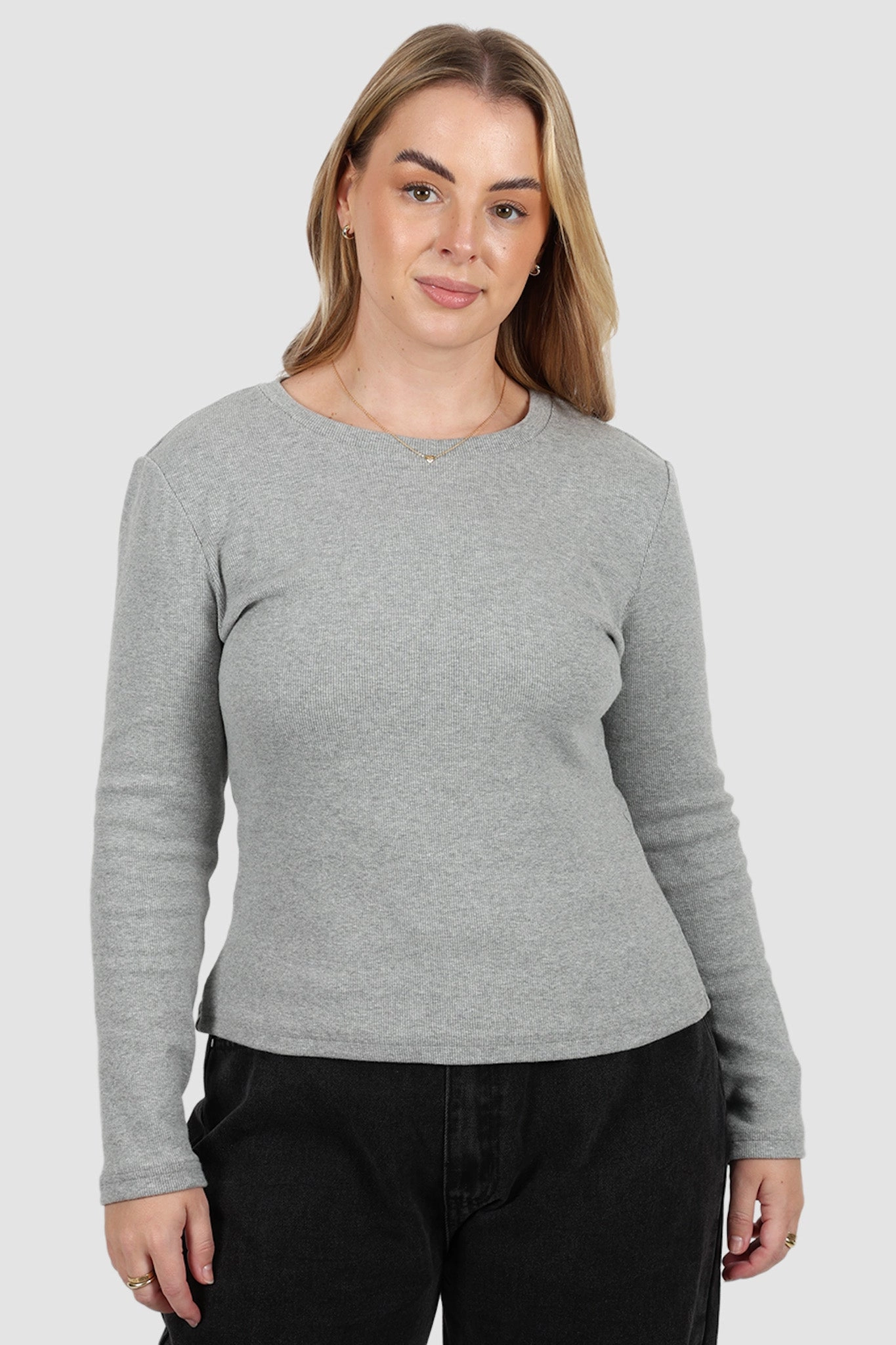 PORTLAND L/S RIB TEE GREY MARLE