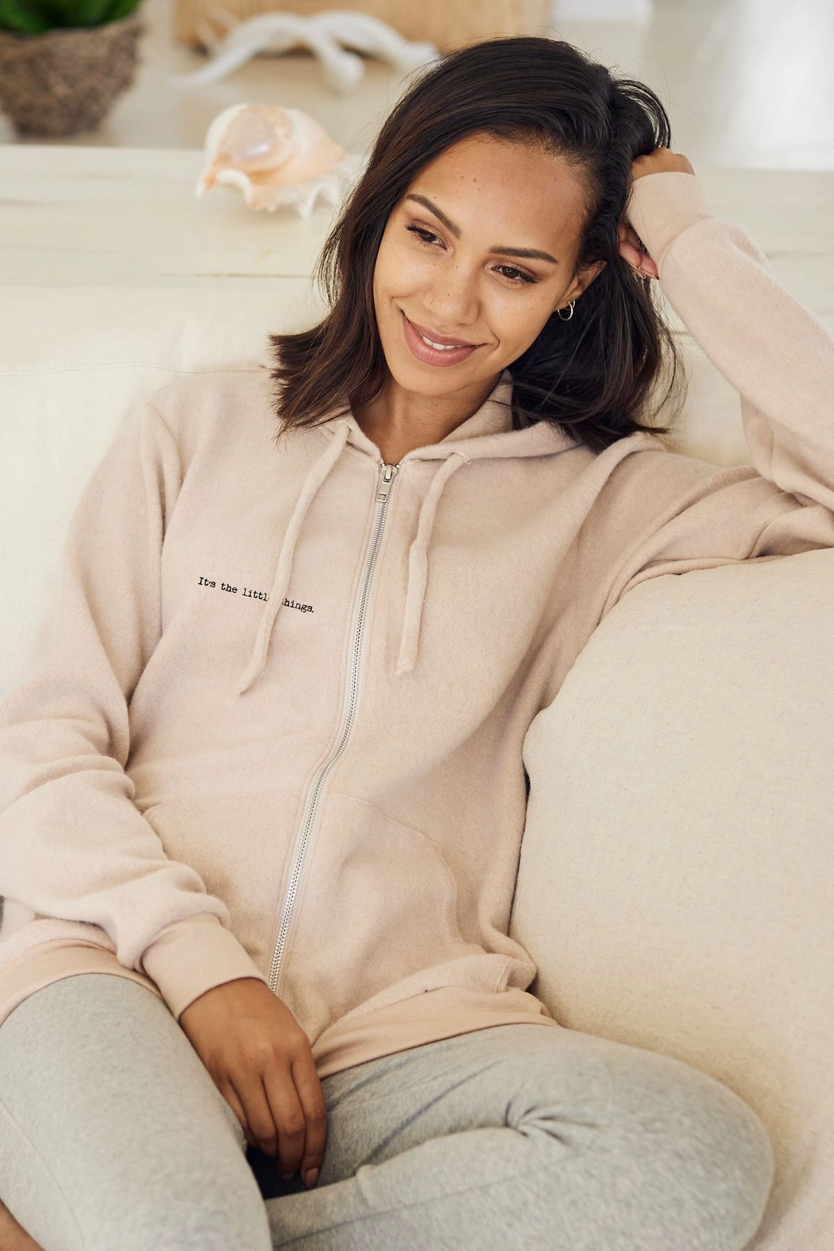 "Little Things" Embroidered Fleece Hoodie
