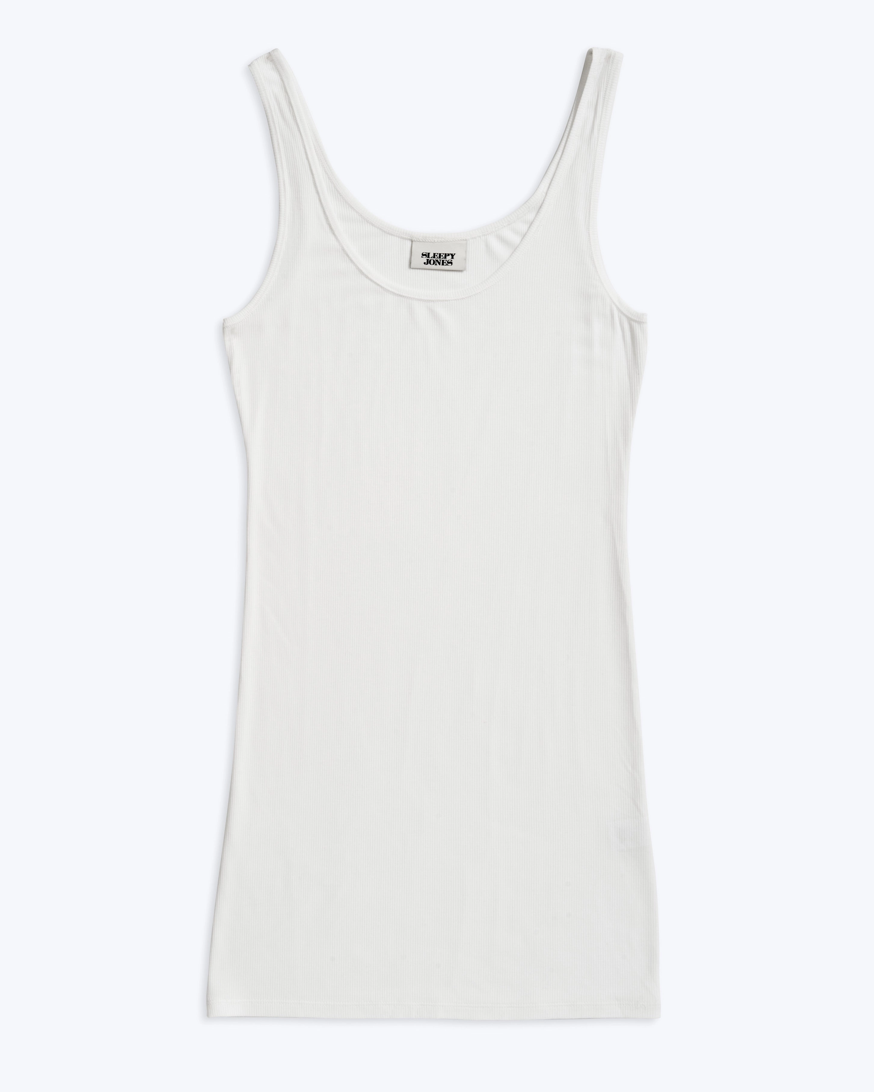 Rib Tank Dress in White