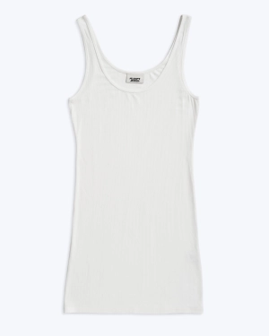 Rib Tank Dress in White