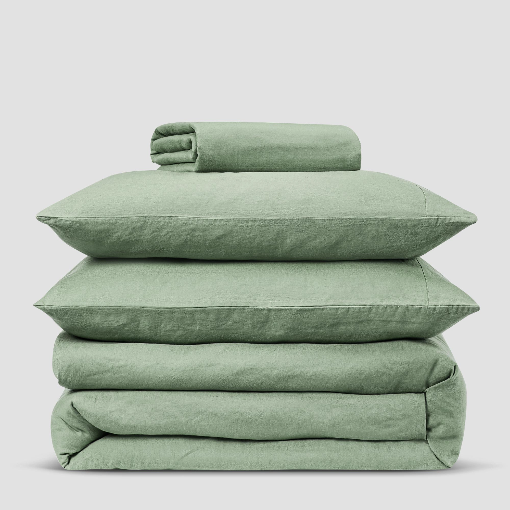 Sage Green 100% Linen Flat Sheet