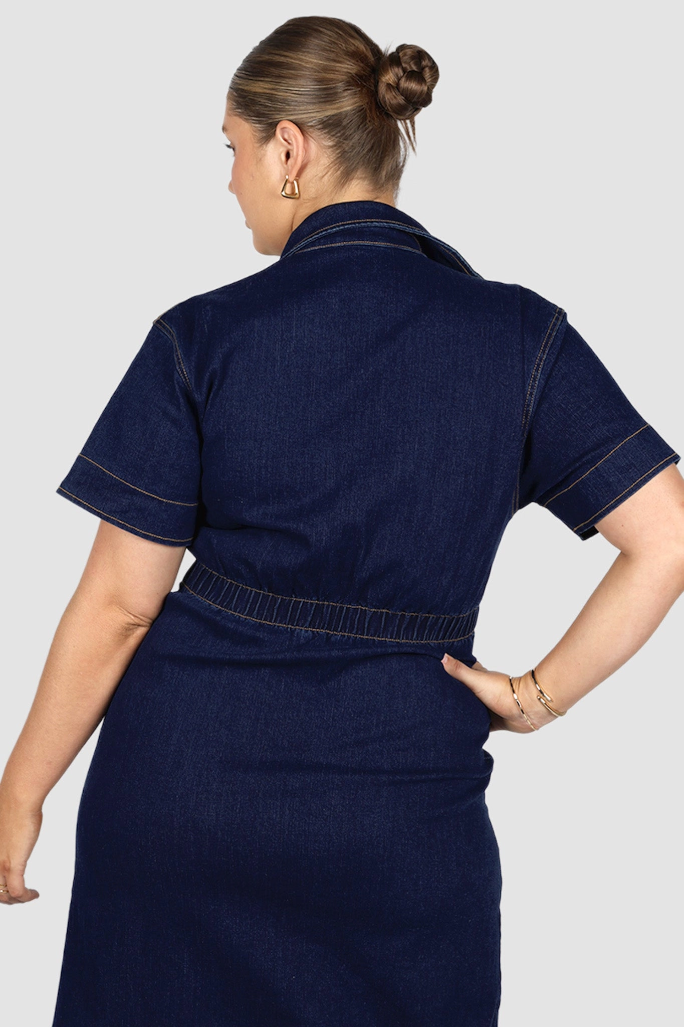 SAVEIRA DENIM MIDI DRESS MIDNIGHT